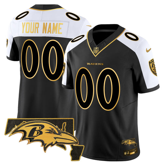 Ravens 2024 Gold Vapor Limited Custom Jersey - All Stitched