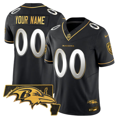 Ravens 2024 Gold Vapor Limited Custom Jersey - All Stitched