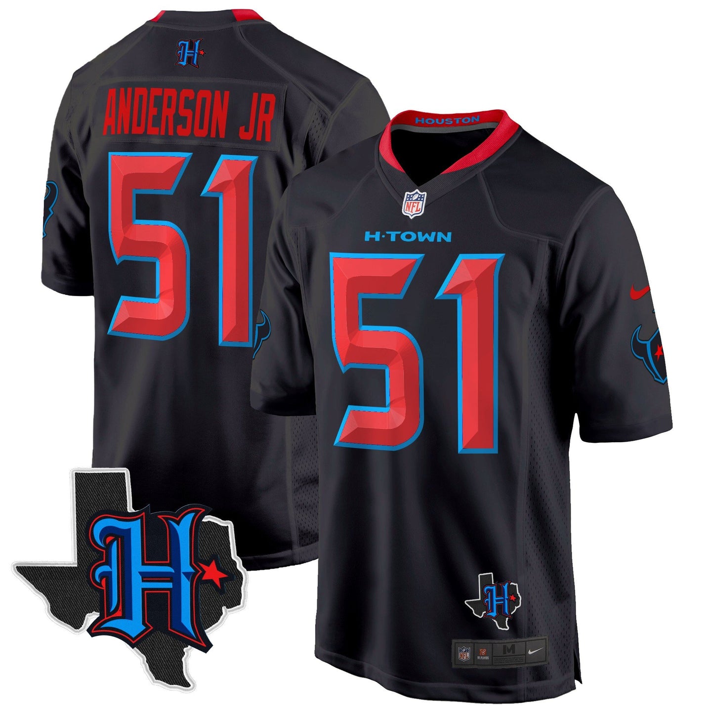 Houston Texans 2024 Texas Patch Game Jersey - All Stitched