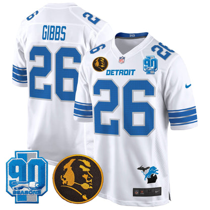 Detroit Lions 2024 90th & John Madden Patch Game Jersey - All Stitched