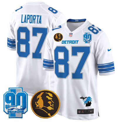 Detroit Lions 2024 90th & John Madden Patch Game Jersey - All Stitched