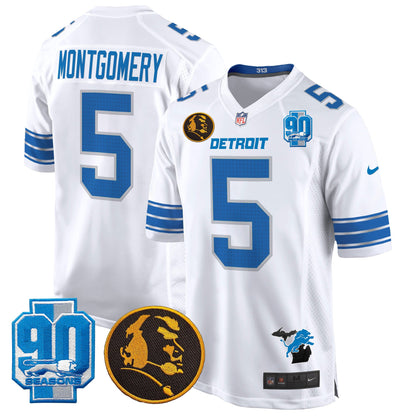 Detroit Lions 2024 90th & John Madden Patch Game Jersey - All Stitched