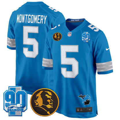 Detroit Lions 2024 90th & John Madden Patch Game Jersey - All Stitched