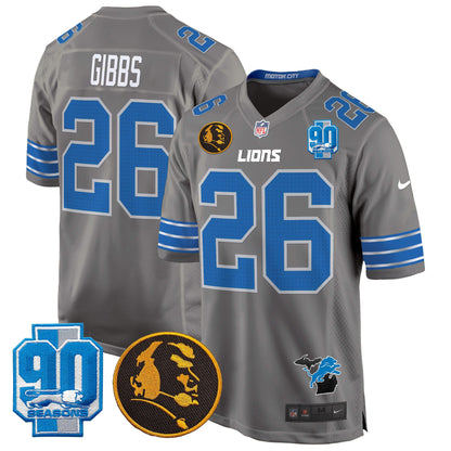 Detroit Lions 2024 90th & John Madden Patch Game Jersey - All Stitched