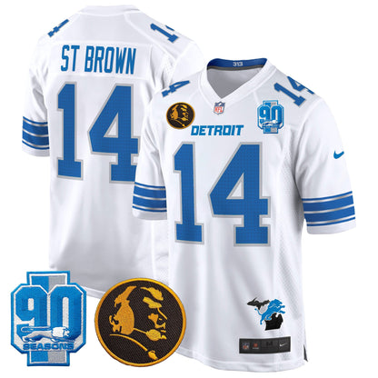 Detroit Lions 2024 90th & John Madden Patch Game Jersey - All Stitched