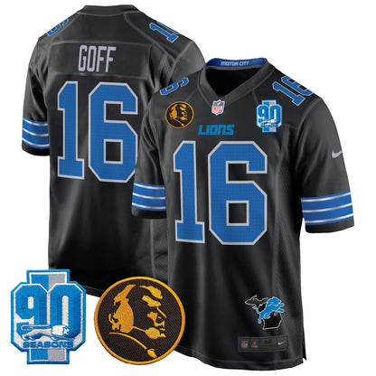 Detroit Lions 2024 90th & John Madden Patch Game Jersey - All Stitched