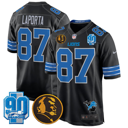 Detroit Lions 2024 90th & John Madden Patch Game Jersey - All Stitched