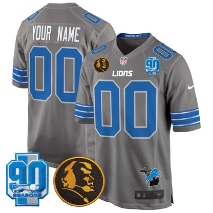 Detroit Lions 2024 90th & John Madden Patch Game Custom Jersey - All Stitched