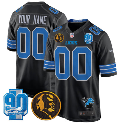 Detroit Lions 2024 90th & John Madden Patch Game Custom Jersey - All Stitched