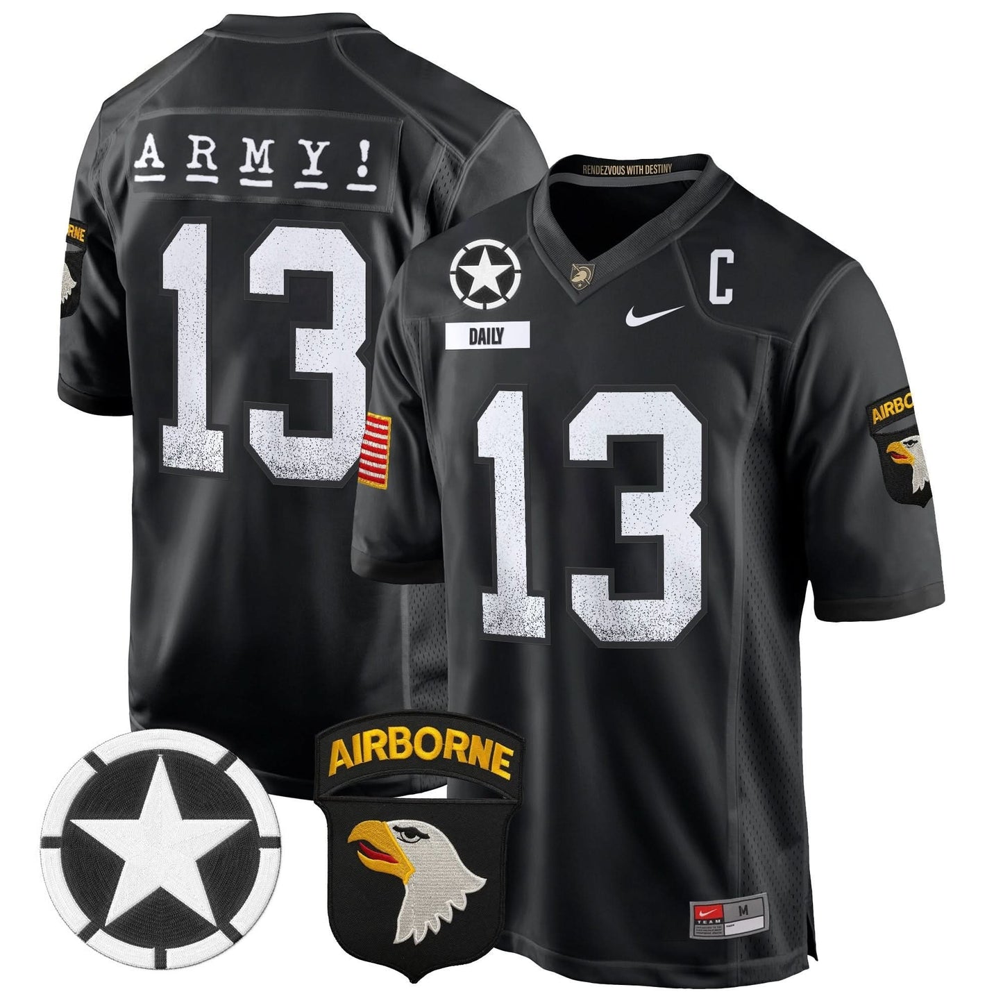 Army Black Knights 101st Airborne Division Patch 2024 Game Jersey - All Stitched
