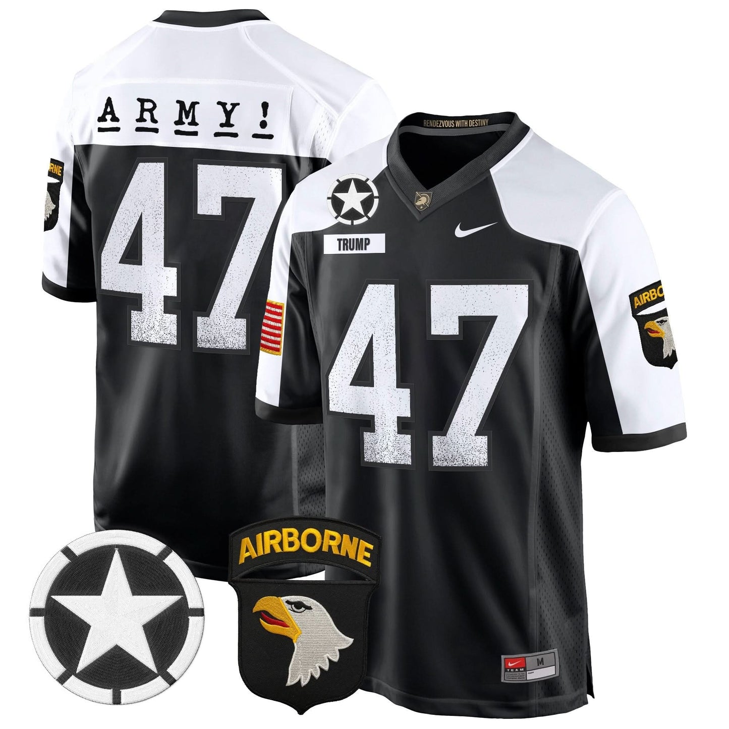 Army Black Knights 101st Airborne Division Patch 2024 Game Jersey - All Stitched