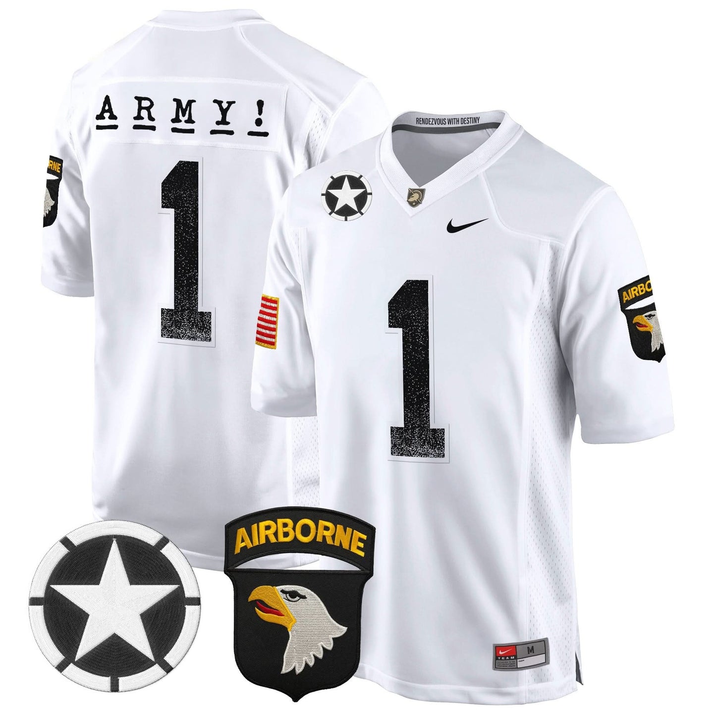 Army Black Knights 101st Airborne Division Patch 2024 Game Jersey - All Stitched