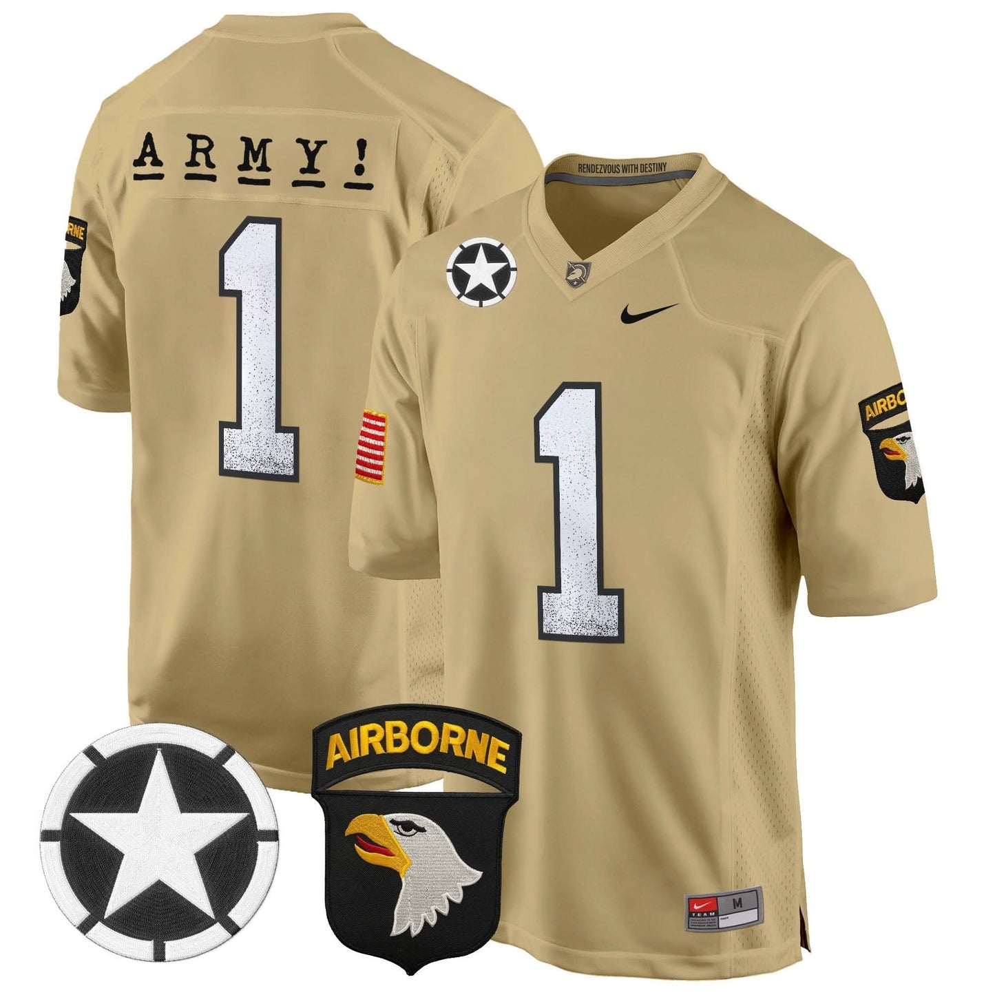 Army Black Knights 101st Airborne Division Patch 2024 Game Jersey - All Stitched