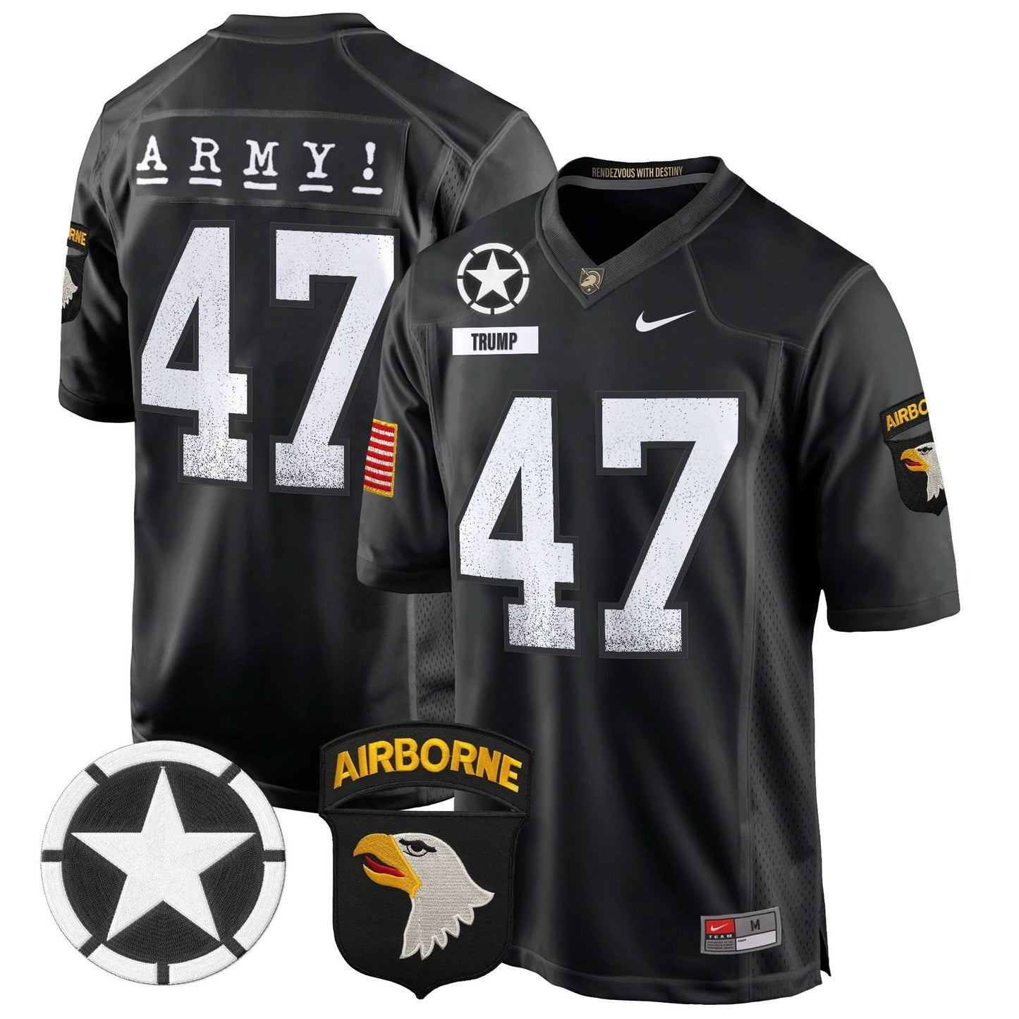 Army Black Knights 101st Airborne Division Patch 2024 Game Jersey - All Stitched