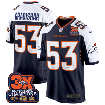 Denver Broncos 3-Time Champions Patch Game Jersey - Al Stitched