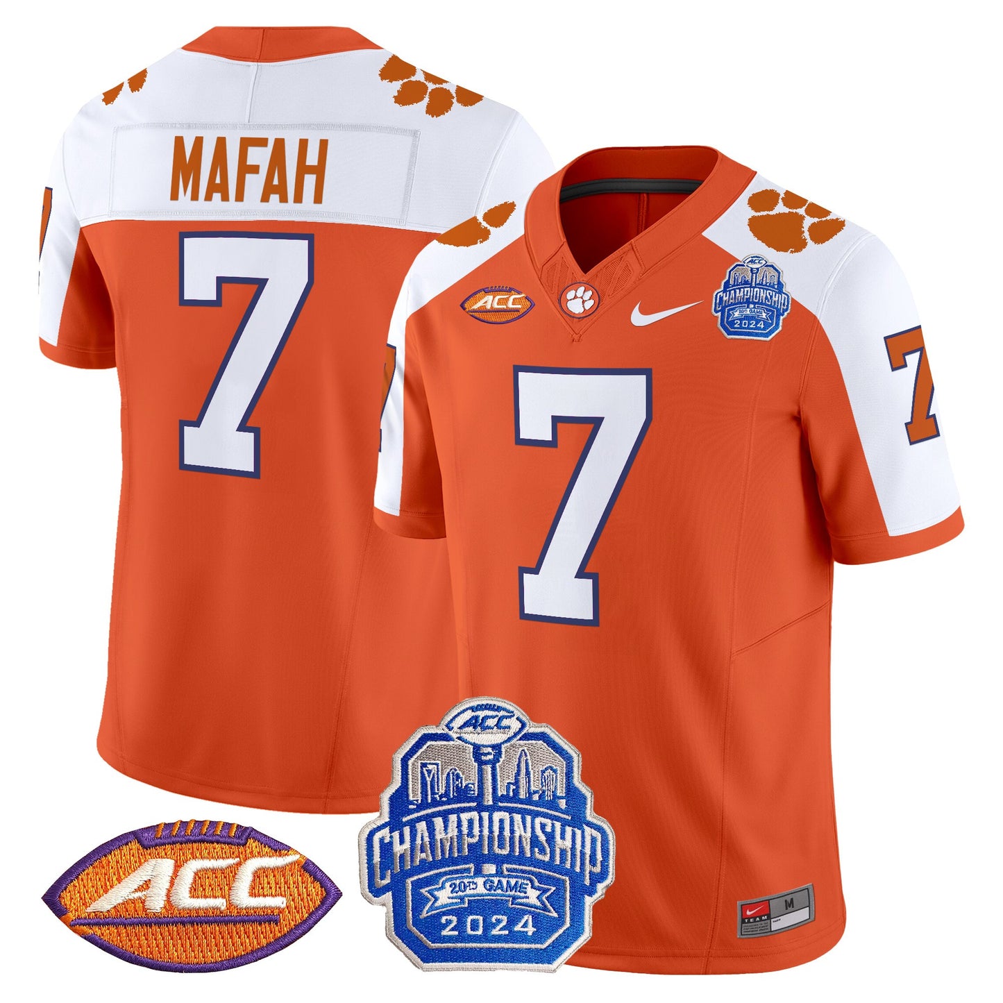 Clemson Tigers 2024 ACC Championship Patch Vapor Limited Jersey - All Stitched