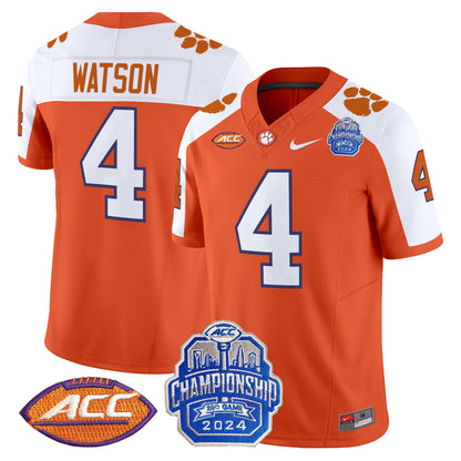 Clemson Tigers 2024 ACC Championship Patch Vapor Limited Jersey - All Stitched