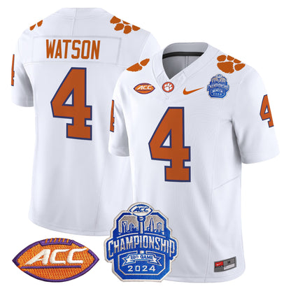 Clemson Tigers 2024 ACC Championship Patch Vapor Limited Jersey - All Stitched