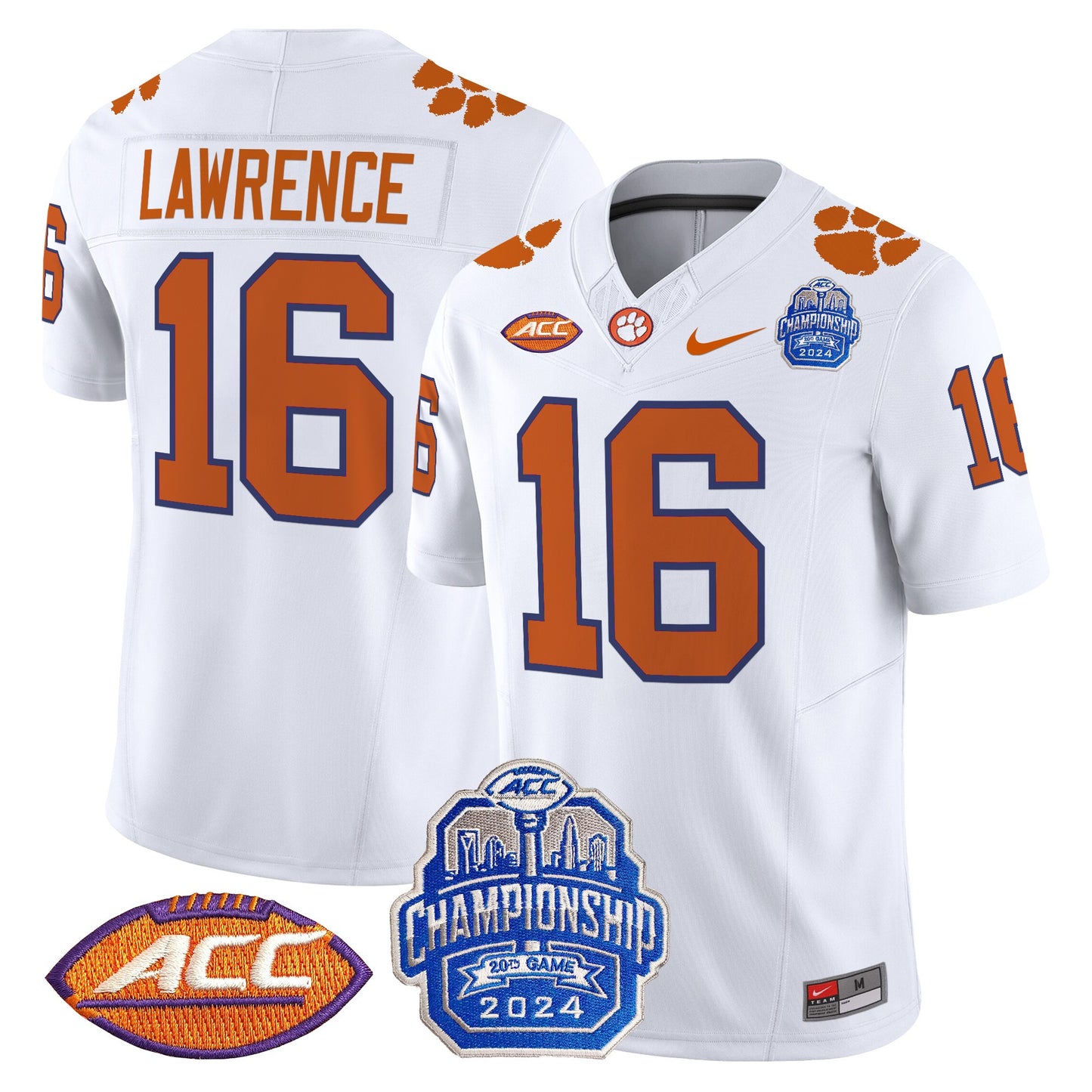 Clemson Tigers 2024 ACC Championship Patch Vapor Limited Jersey - All Stitched