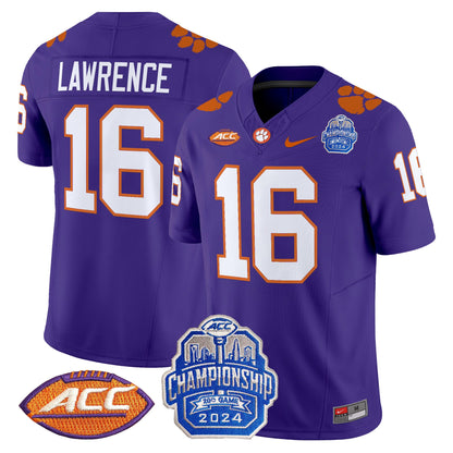 Clemson Tigers 2024 ACC Championship Patch Vapor Limited Jersey - All Stitched