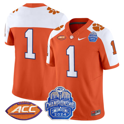 Clemson Tigers 2024 ACC Championship Patch Vapor Limited Jersey - All Stitched