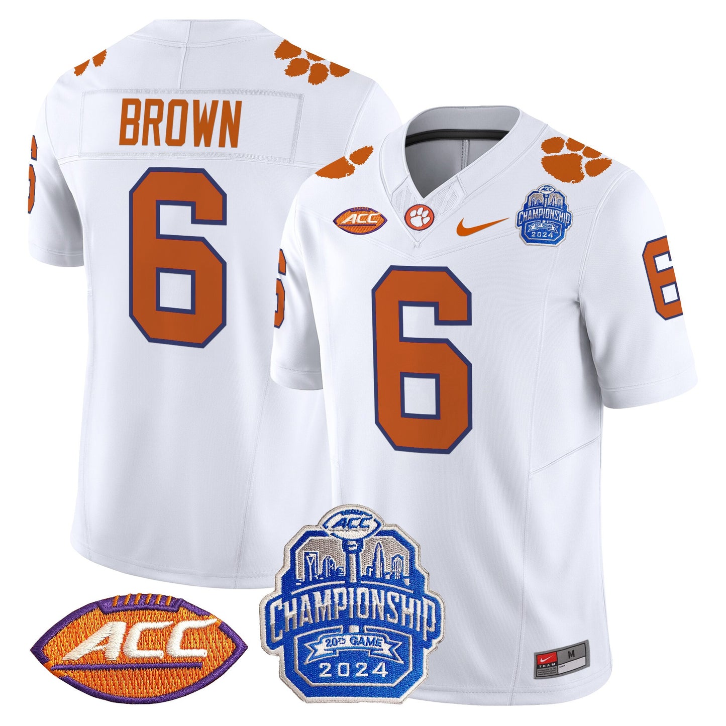 Clemson Tigers 2024 ACC Championship Patch Vapor Limited Jersey - All Stitched