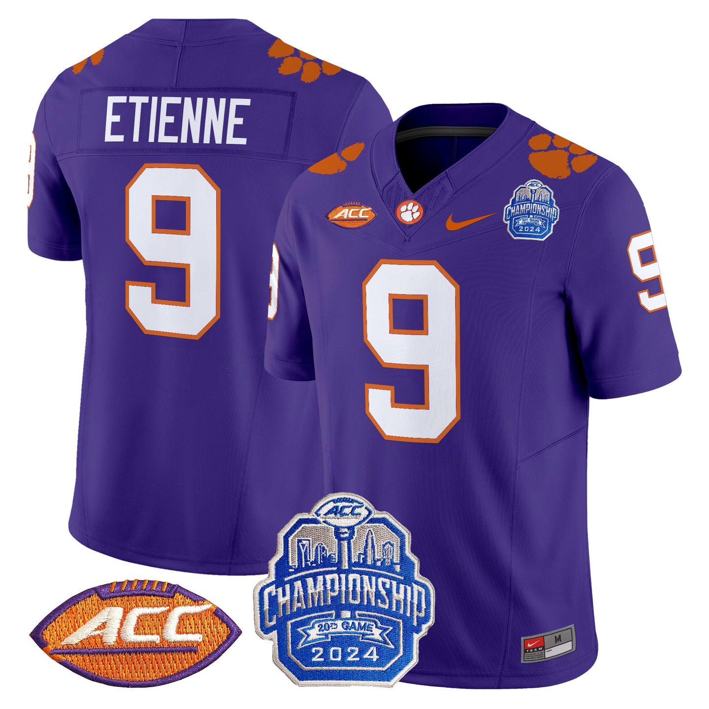 Clemson Tigers 2024 ACC Championship Patch Vapor Limited Jersey - All Stitched