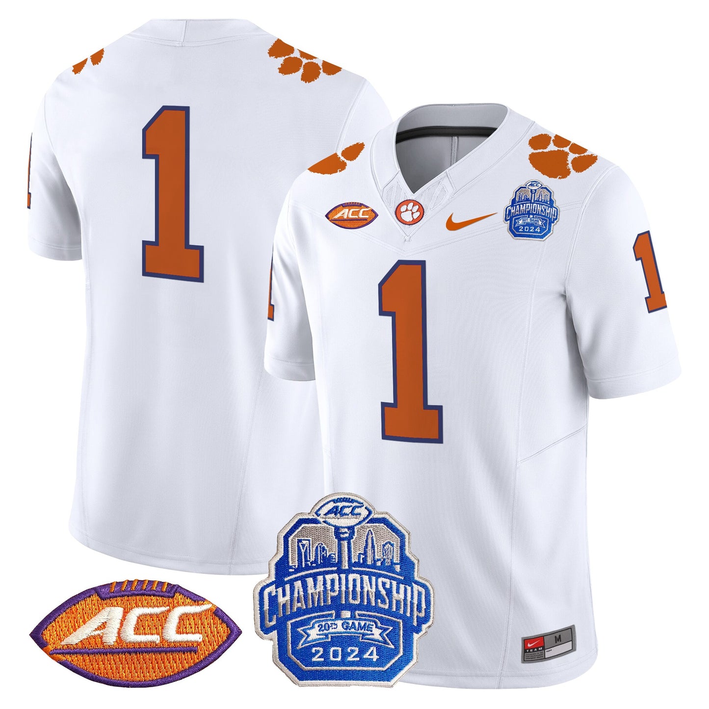 Clemson Tigers 2024 ACC Championship Patch Vapor Limited Jersey - All Stitched