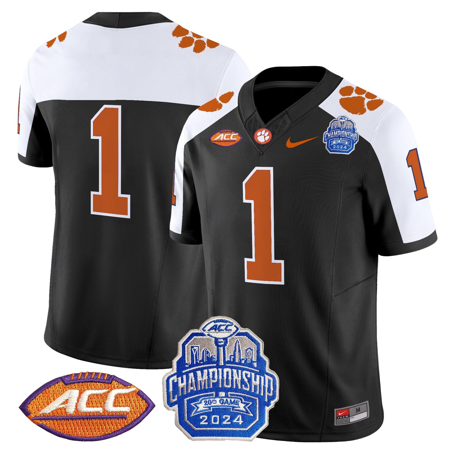 Clemson Tigers 2024 ACC Championship Patch Vapor Limited Jersey - All Stitched