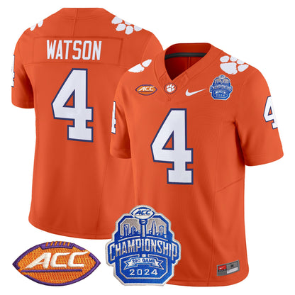 Clemson Tigers 2024 ACC Championship Patch Vapor Limited Jersey - All Stitched