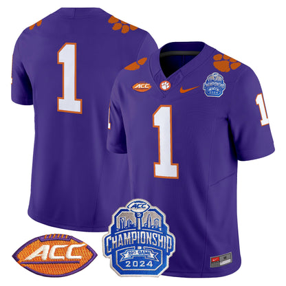 Clemson Tigers 2024 ACC Championship Patch Vapor Limited Jersey - All Stitched