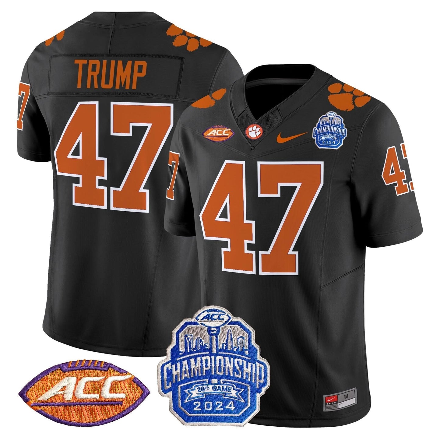 Clemson Tigers 2024 ACC Championship Patch Vapor Limited Jersey - All Stitched