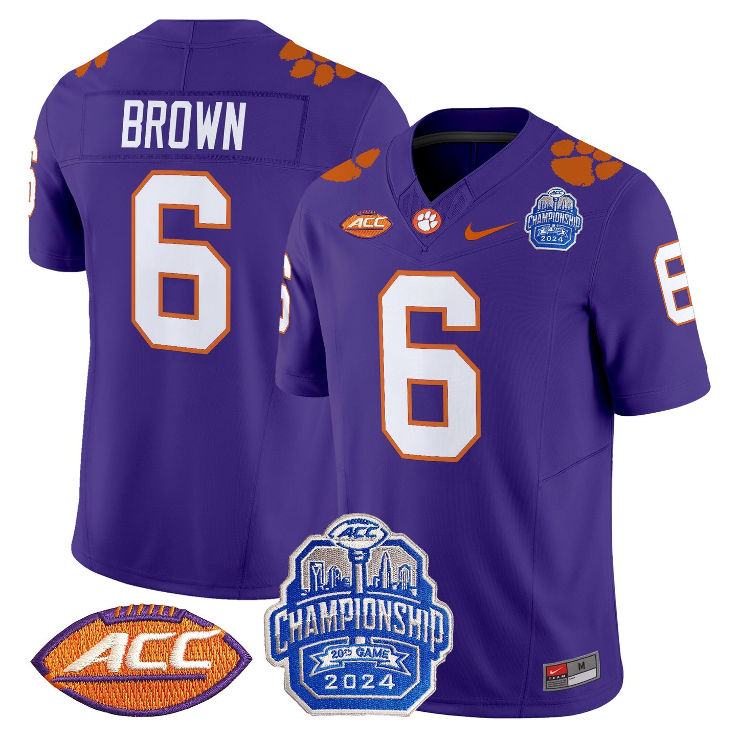 Clemson Tigers 2024 ACC Championship Patch Vapor Limited Jersey - All Stitched