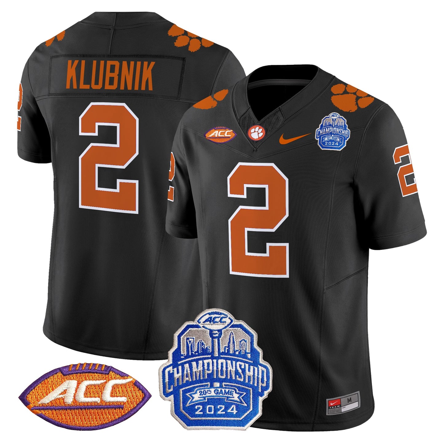 Clemson Tigers 2024 ACC Championship Patch Vapor Limited Jersey - All Stitched