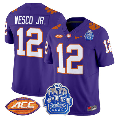 Clemson Tigers 2024 ACC Championship Patch Vapor Limited Jersey - All Stitched