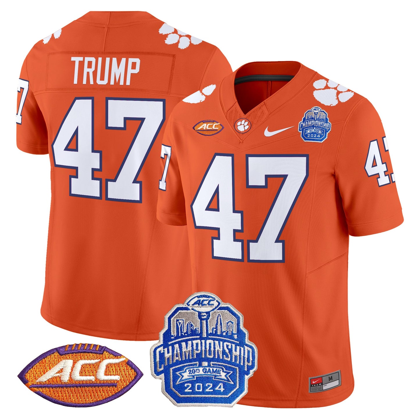 Clemson Tigers 2024 ACC Championship Patch Vapor Limited Jersey - All Stitched