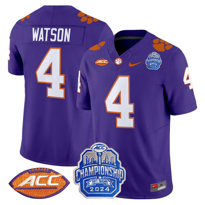 Clemson Tigers 2024 ACC Championship Patch Vapor Limited Jersey - All Stitched