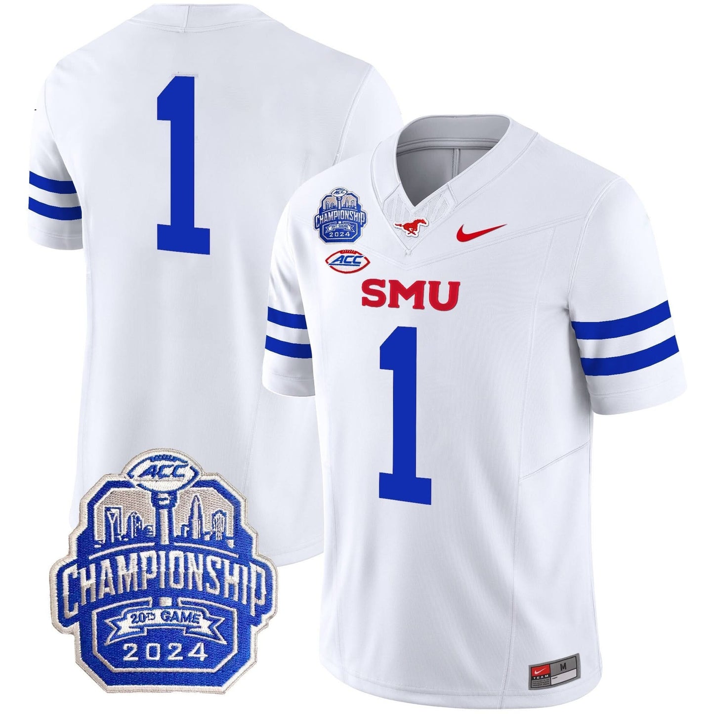 SMU Mustangs 2024 ACC Championship Patch Vapor Limited Jersey - All Stitched