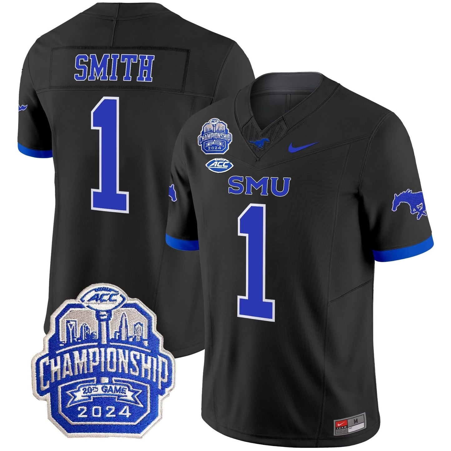 SMU Mustangs 2024 ACC Championship Patch Vapor Limited Jersey - All Stitched
