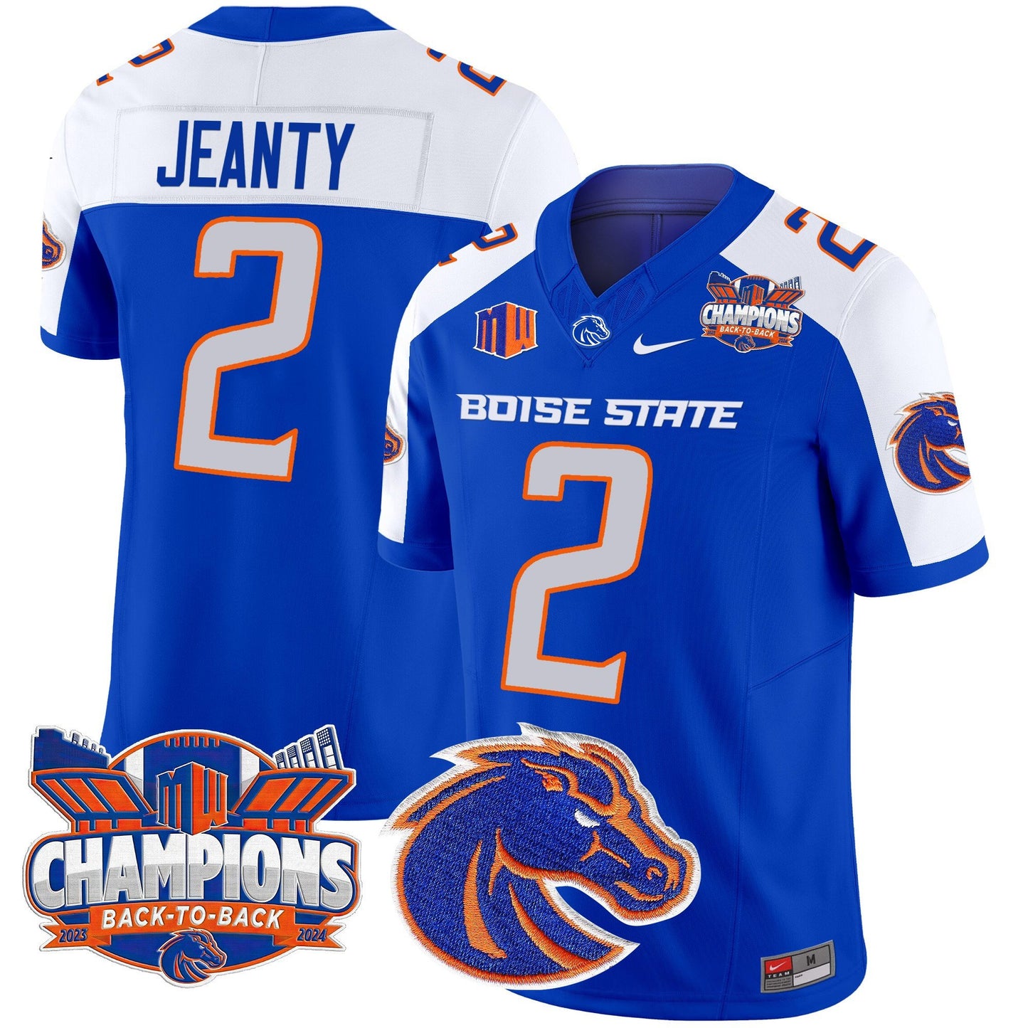 Boise State Broncos 2024 Back To Back Champions Vapor Limited Jersey - All Stitched