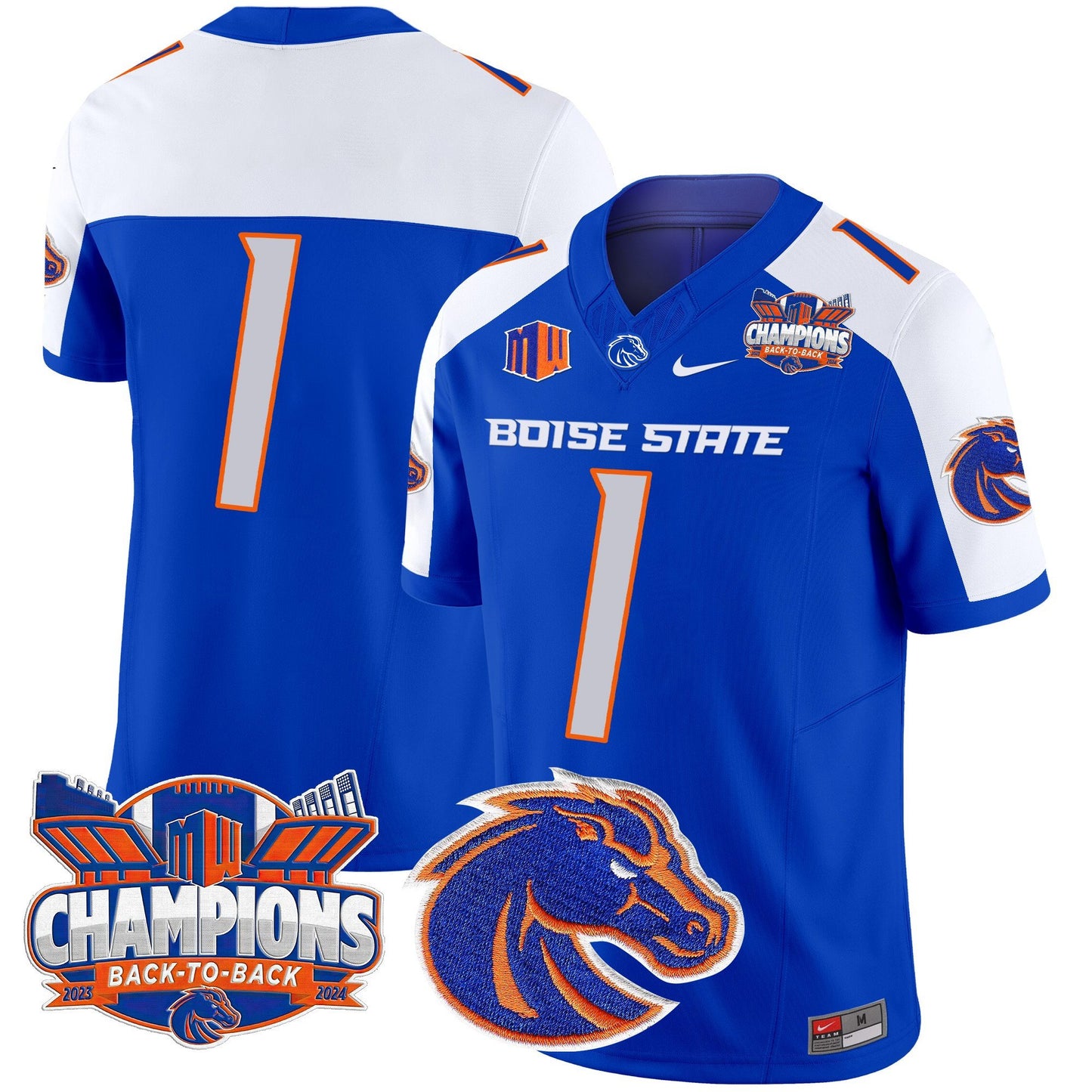 Boise State Broncos 2024 Back To Back Champions Vapor Limited Jersey - All Stitched