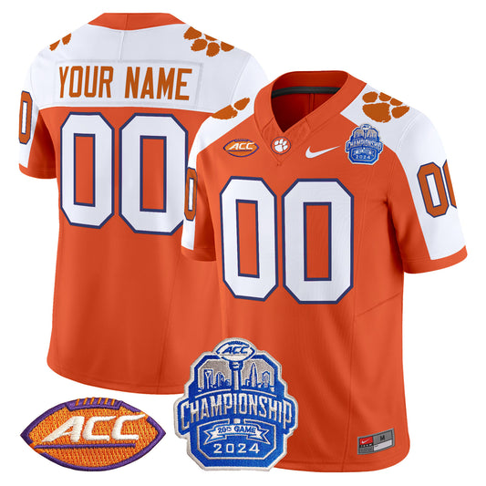 Clemson Tigers 2024 ACC Championship Patch Vapor Limited Custom Jersey - All Stitched