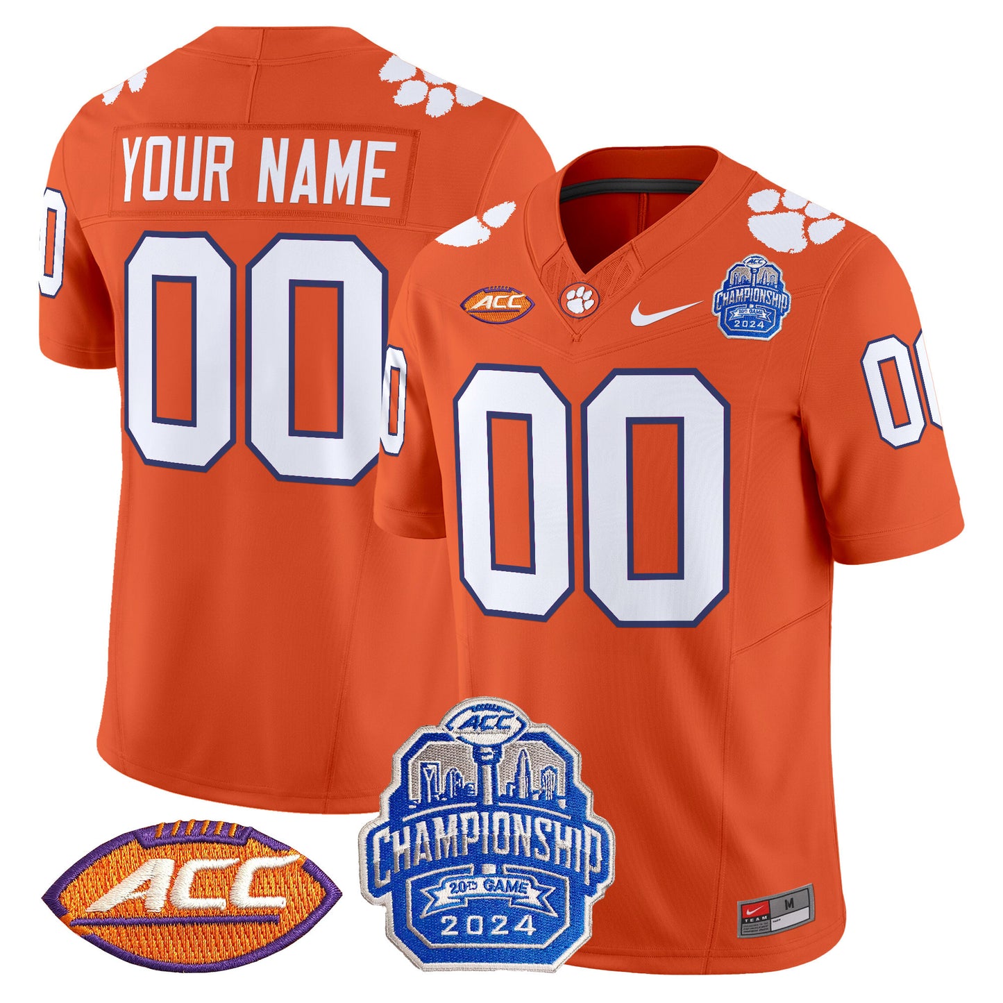 Clemson Tigers 2024 ACC Championship Patch Vapor Limited Custom Jersey - All Stitched