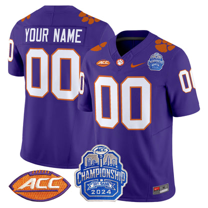 Clemson Tigers 2024 ACC Championship Patch Vapor Limited Custom Jersey - All Stitched