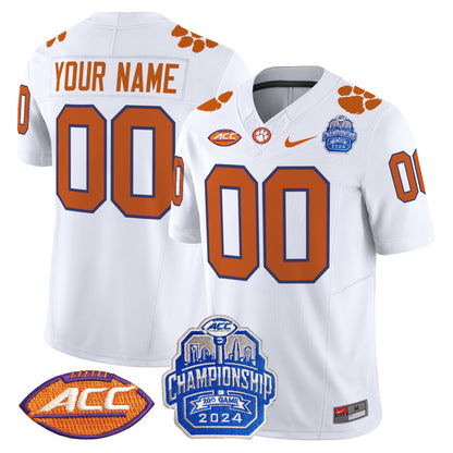 Clemson Tigers 2024 ACC Championship Patch Vapor Limited Custom Jersey - All Stitched