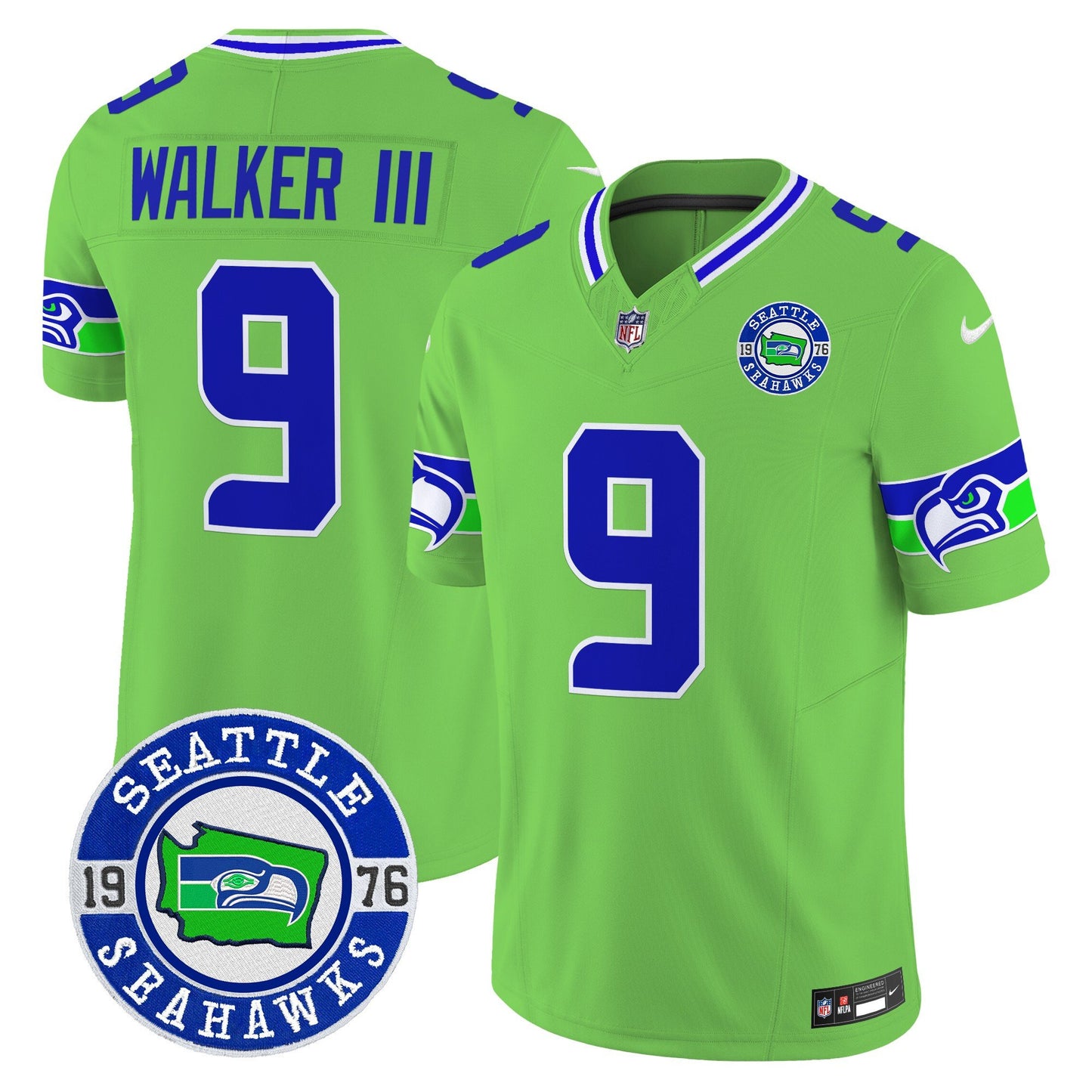 Seahawks 2024 Seattle Est. 1976 Patch Vapor Limited Jersey - All Stitched