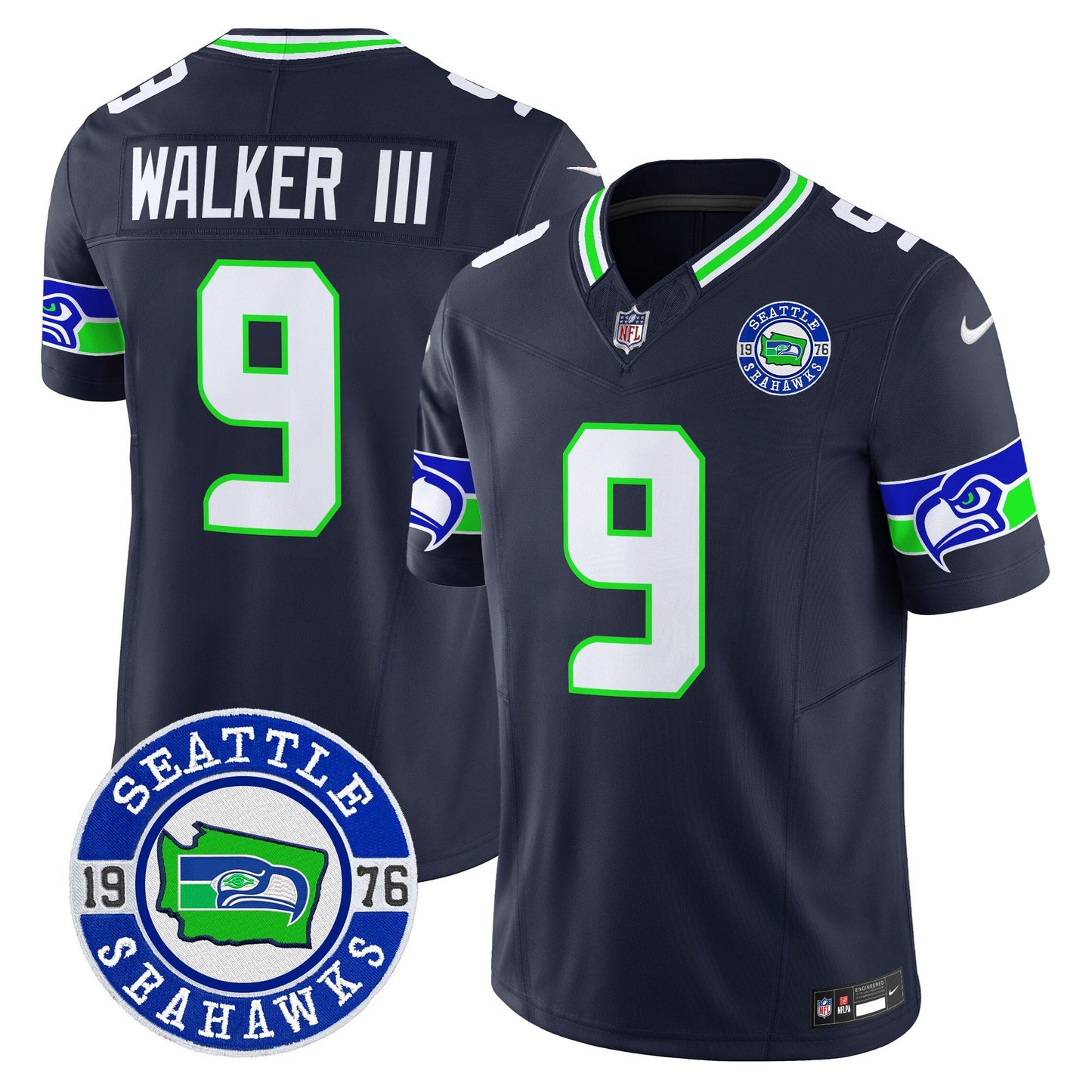 Seahawks 2024 Seattle Est. 1976 Patch Vapor Limited Jersey - All Stitched