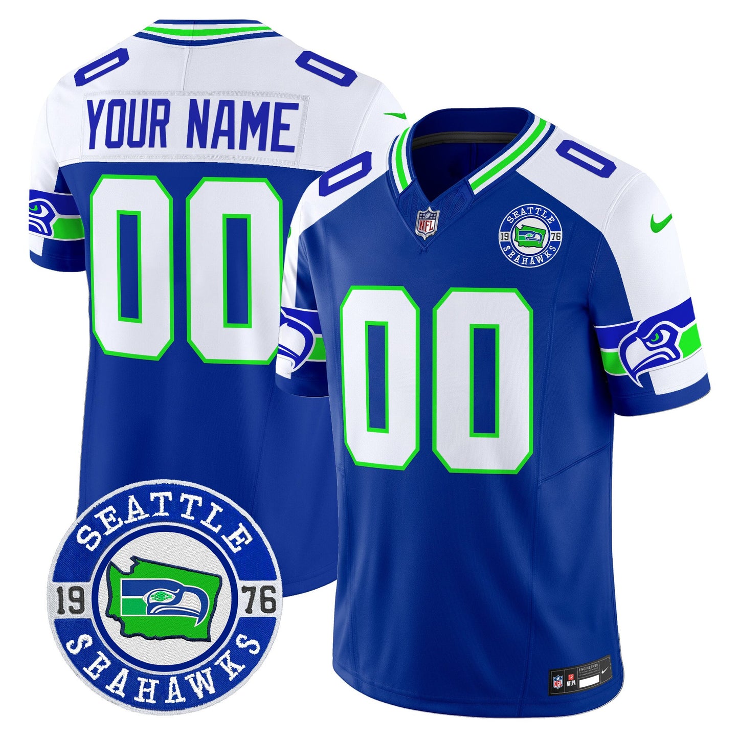 Seahawks 2024 Seattle Est. 1976 Patch Vapor Limited Custom Jersey - All Stitched