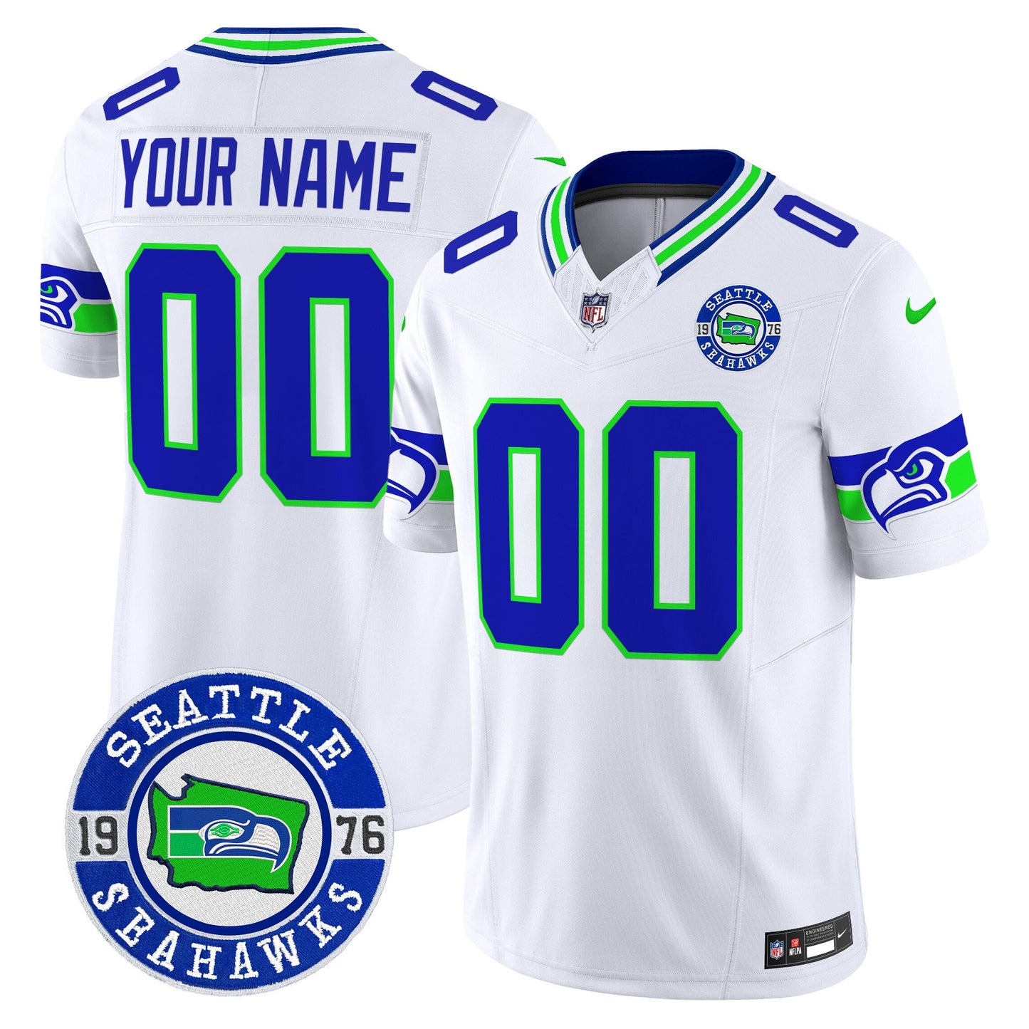 Seahawks 2024 Seattle Est. 1976 Patch Vapor Limited Custom Jersey - All Stitched