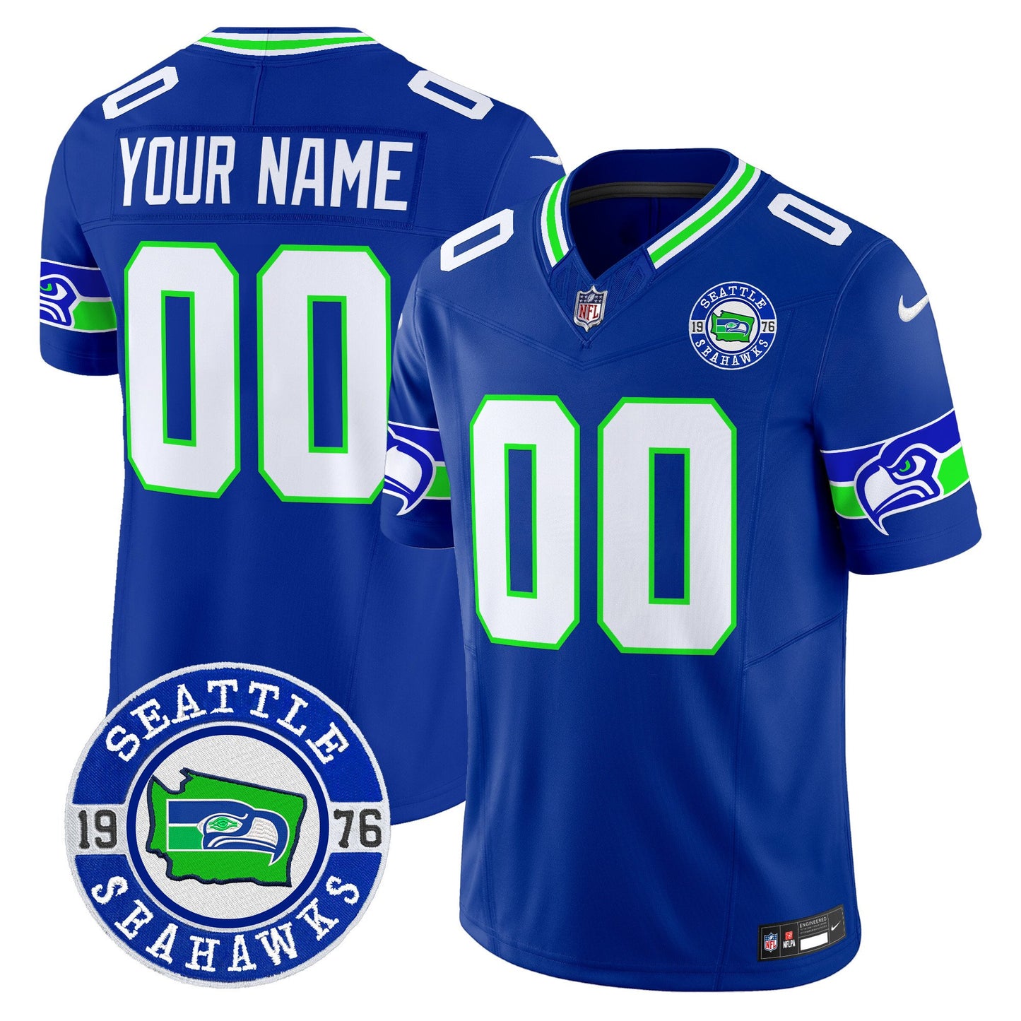 Seahawks 2024 Seattle Est. 1976 Patch Vapor Limited Custom Jersey - All Stitched